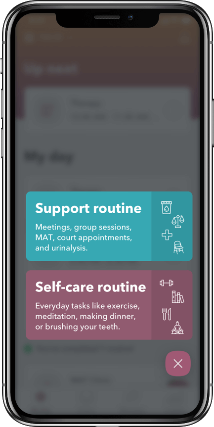WEconnect app, create a support or self-care routine