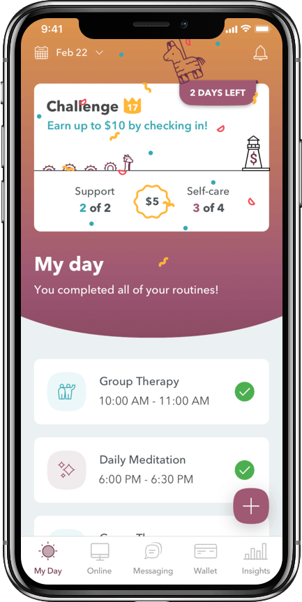 WEconnect app, you completed all of your routines celebration