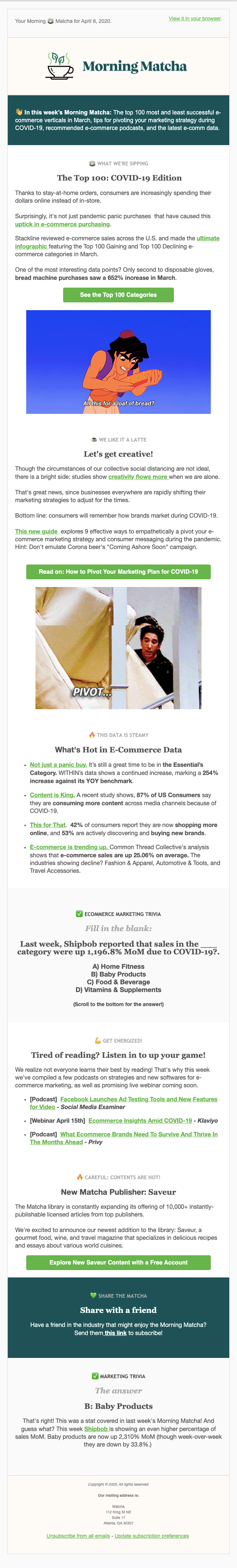 Scrolling email template example from Matcha
