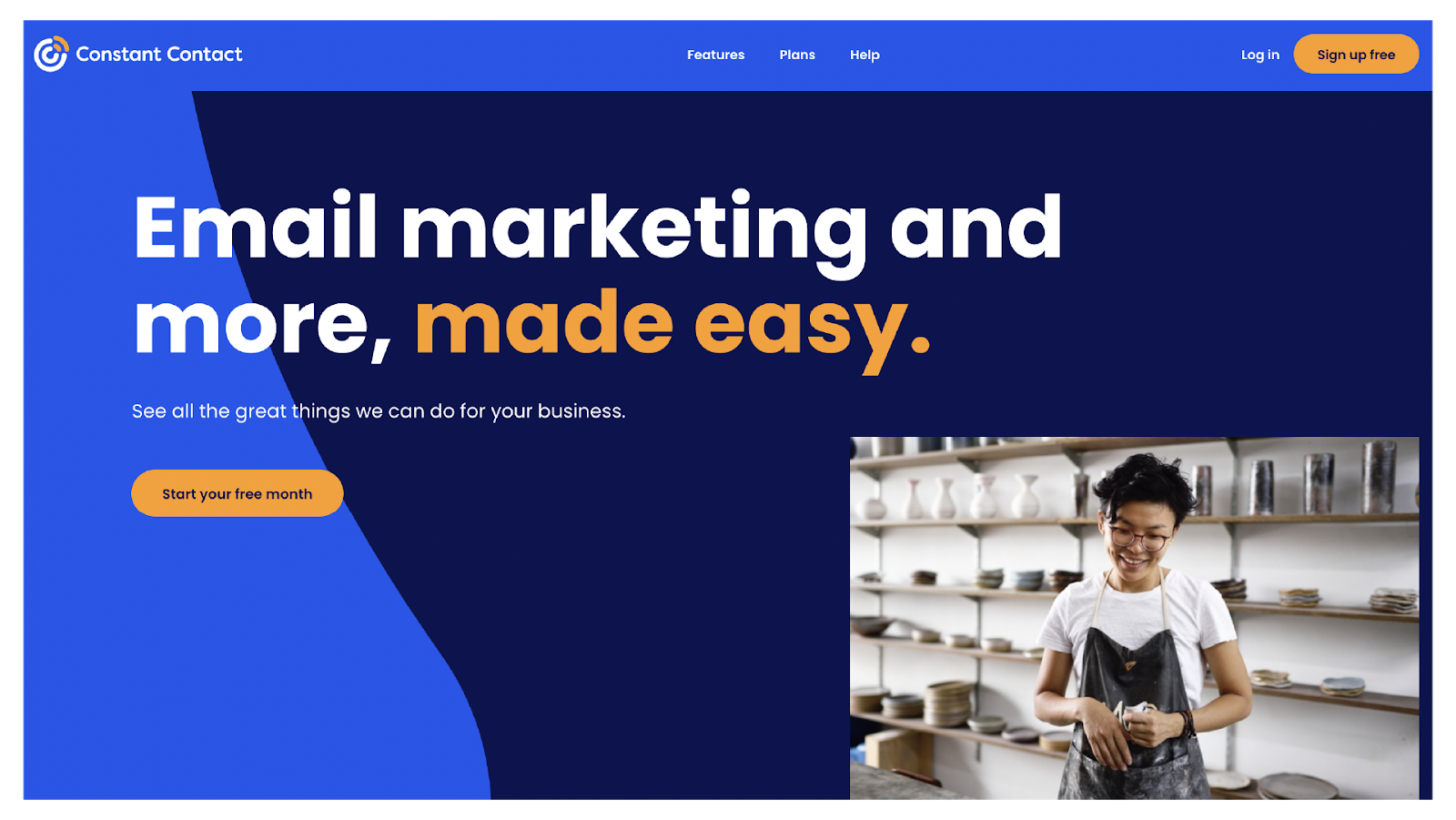 Constant Contact webpage