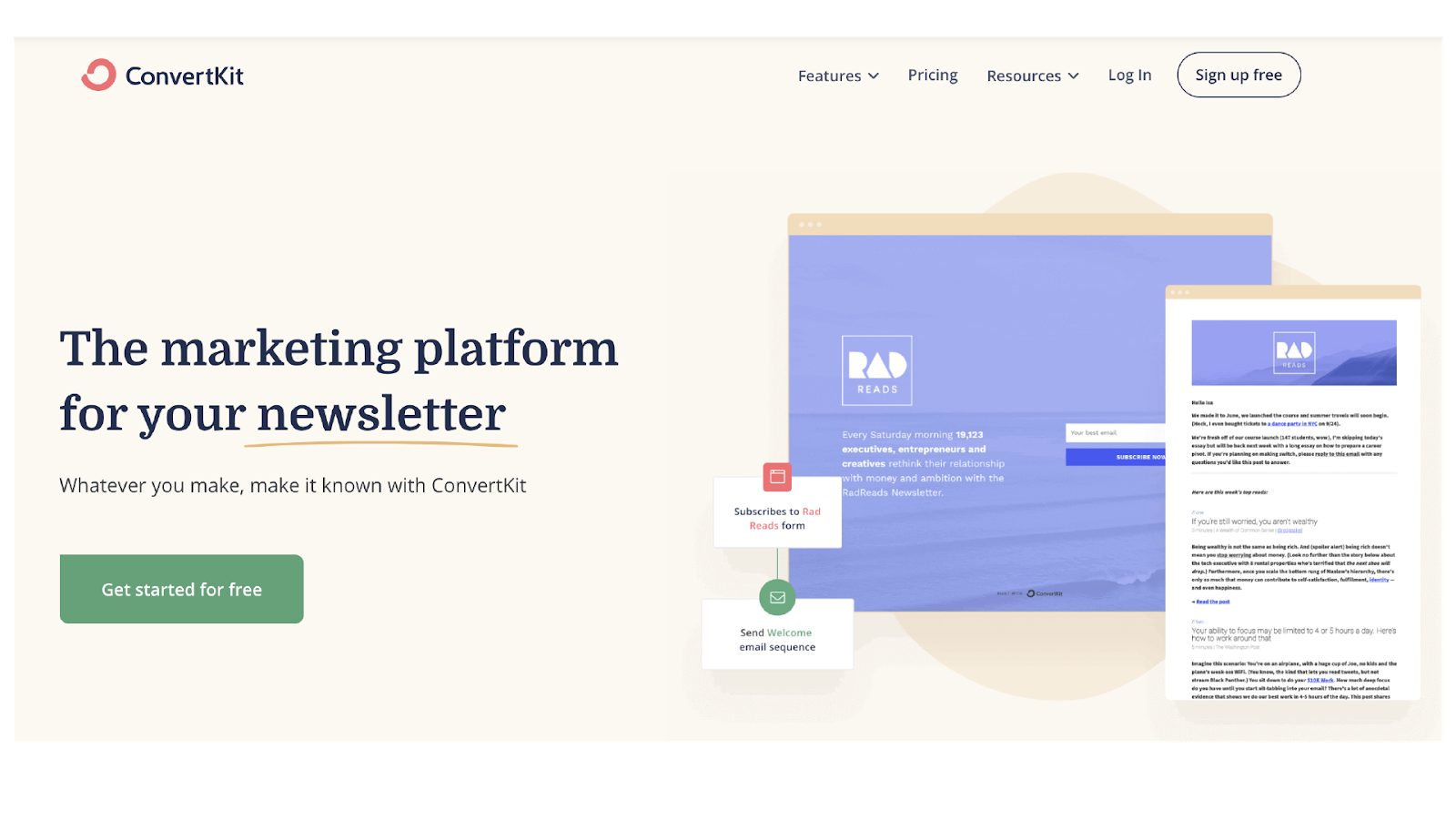 ConvertKit webpage