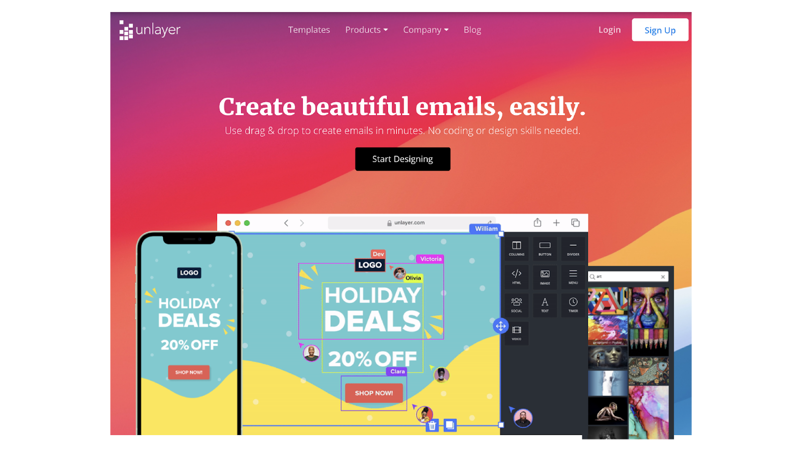 Unlayer webpage