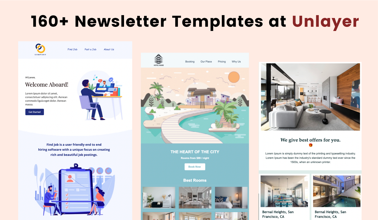 More than 160 newsletter templates at Unlayer
