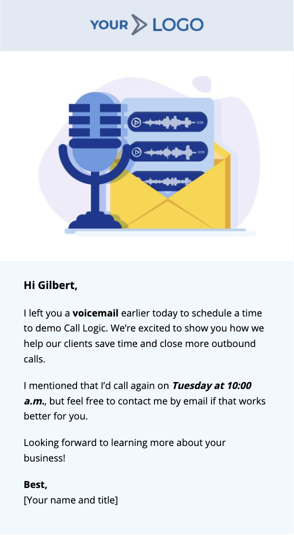 HTML follow up email template from Unlayer