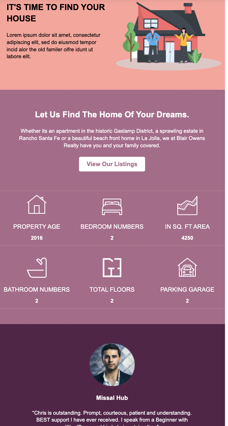 Template sample for real estate email marketing.