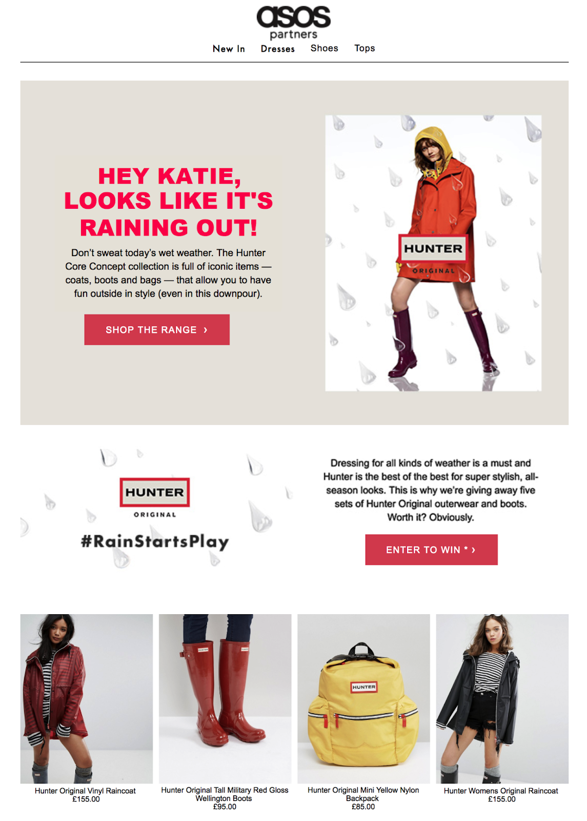 Personalized fashion email from Asos