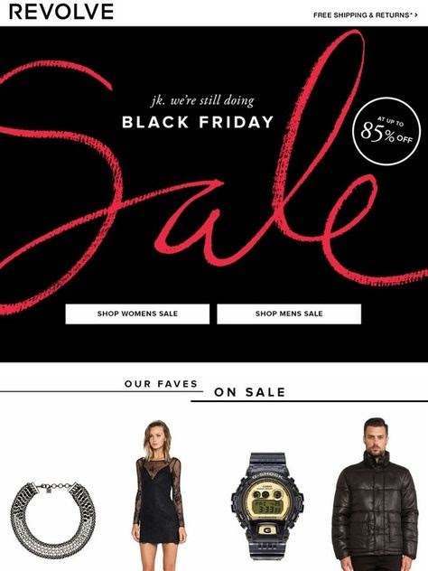 Holiday fashion email from Revolve