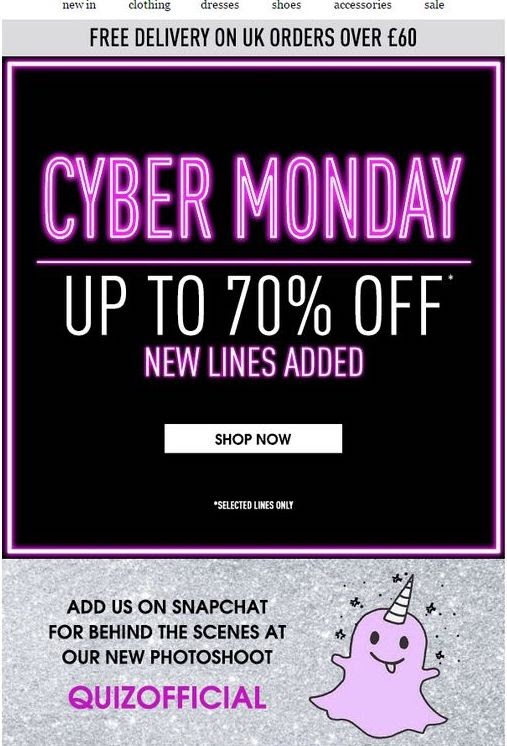 Cyber Monday email example