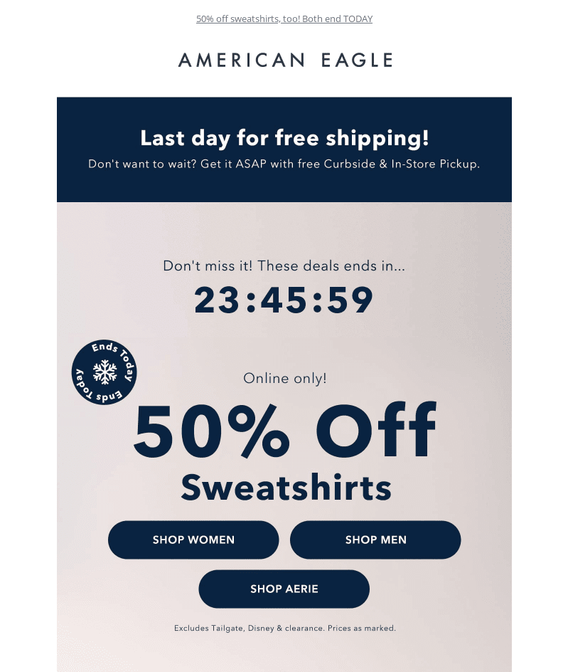 Cyber Monday email example