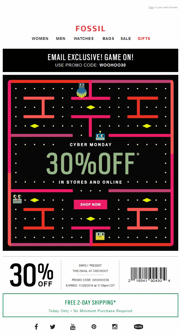 Cyber Monday email example