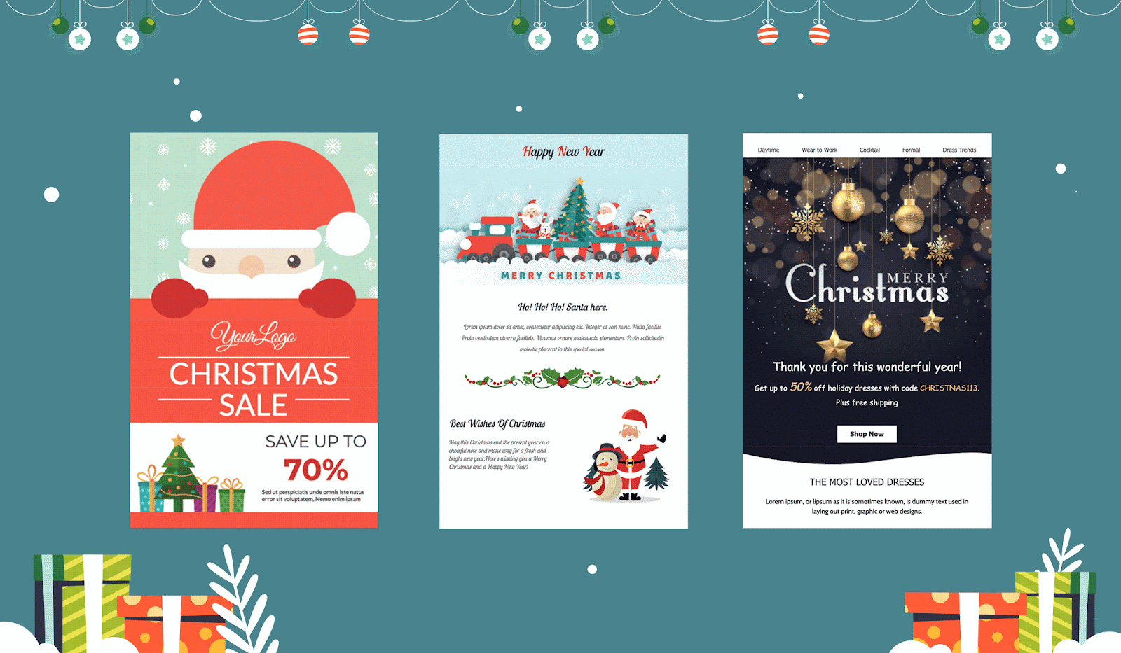 Christmas email templates from Unlayer