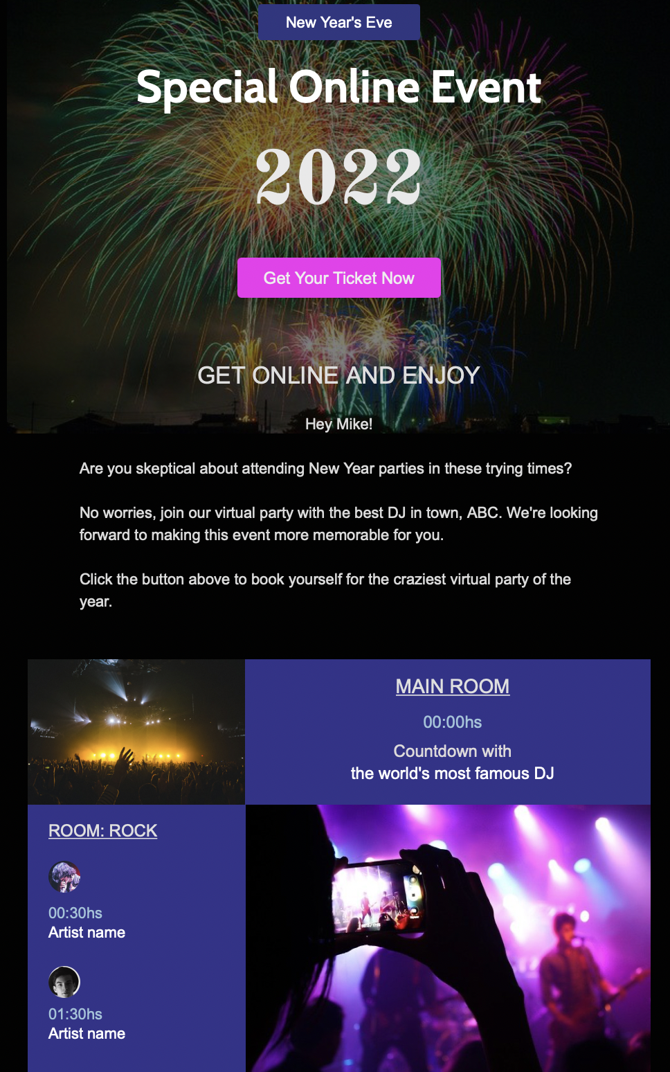 New Year email template