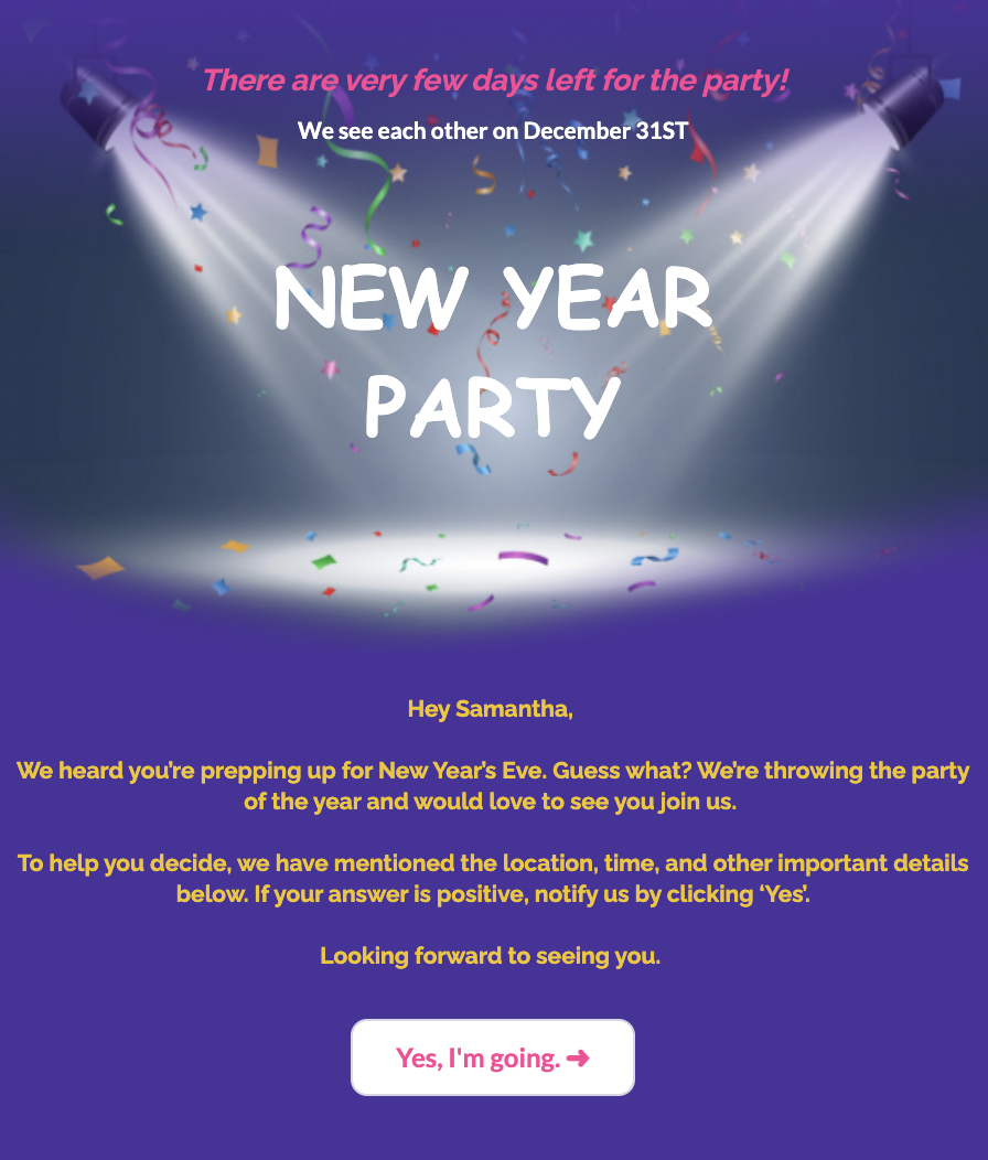 New Year email template