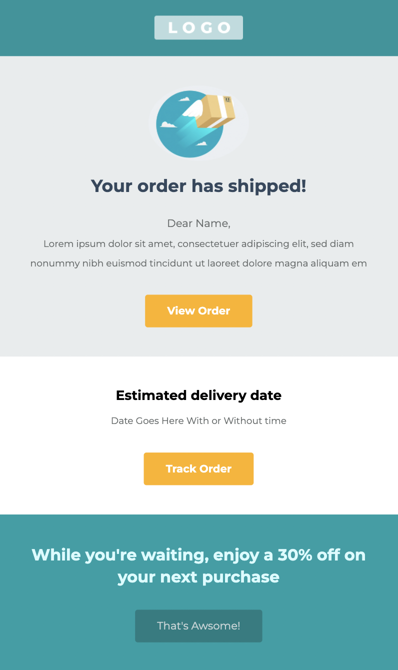 Free confirmation email template from Unlayer