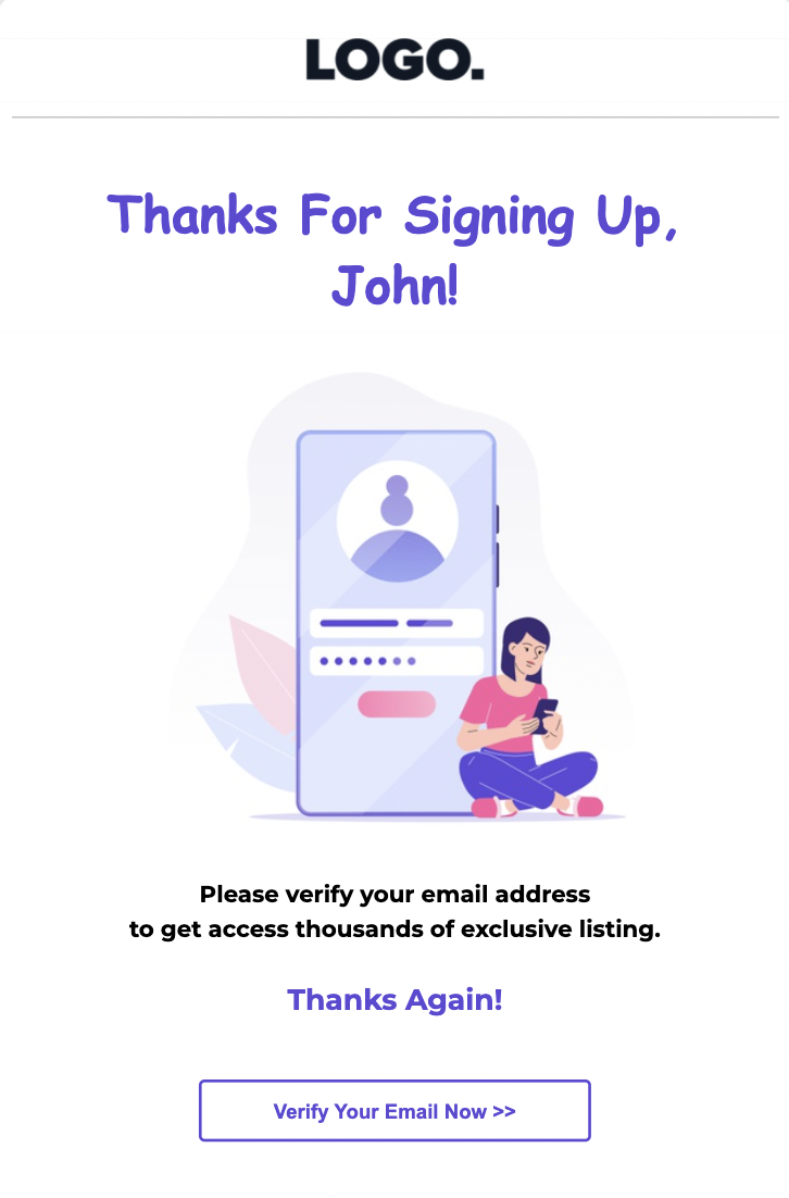 Minimalist email template from Unlayer
