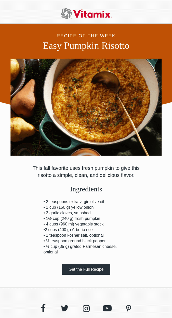 Minimalist email example from Vitamix