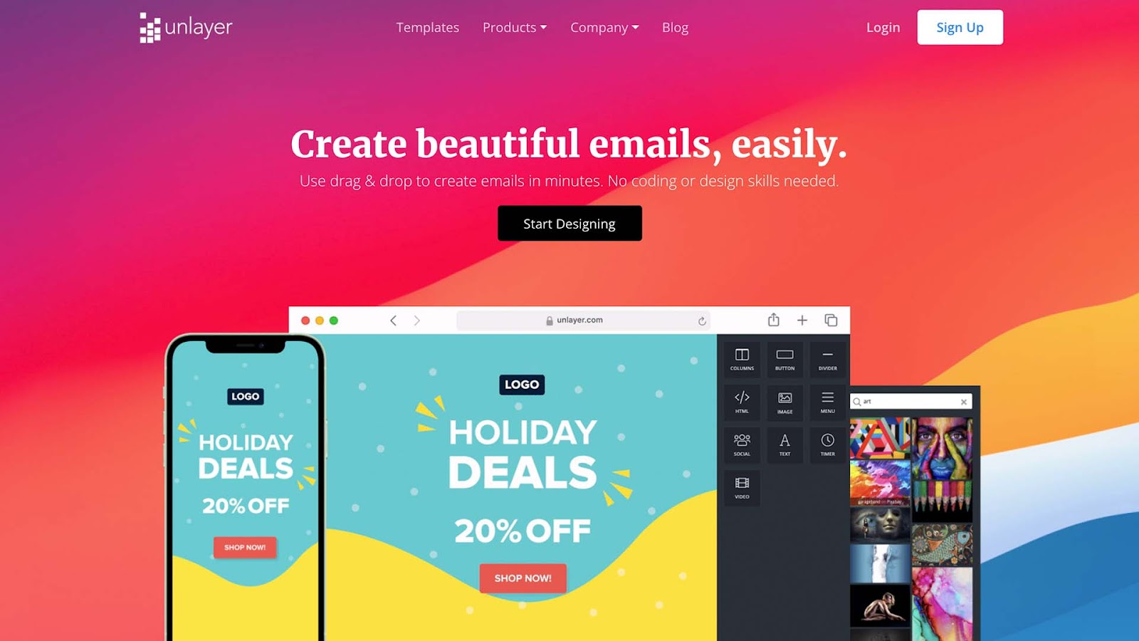 Unlayer homepage