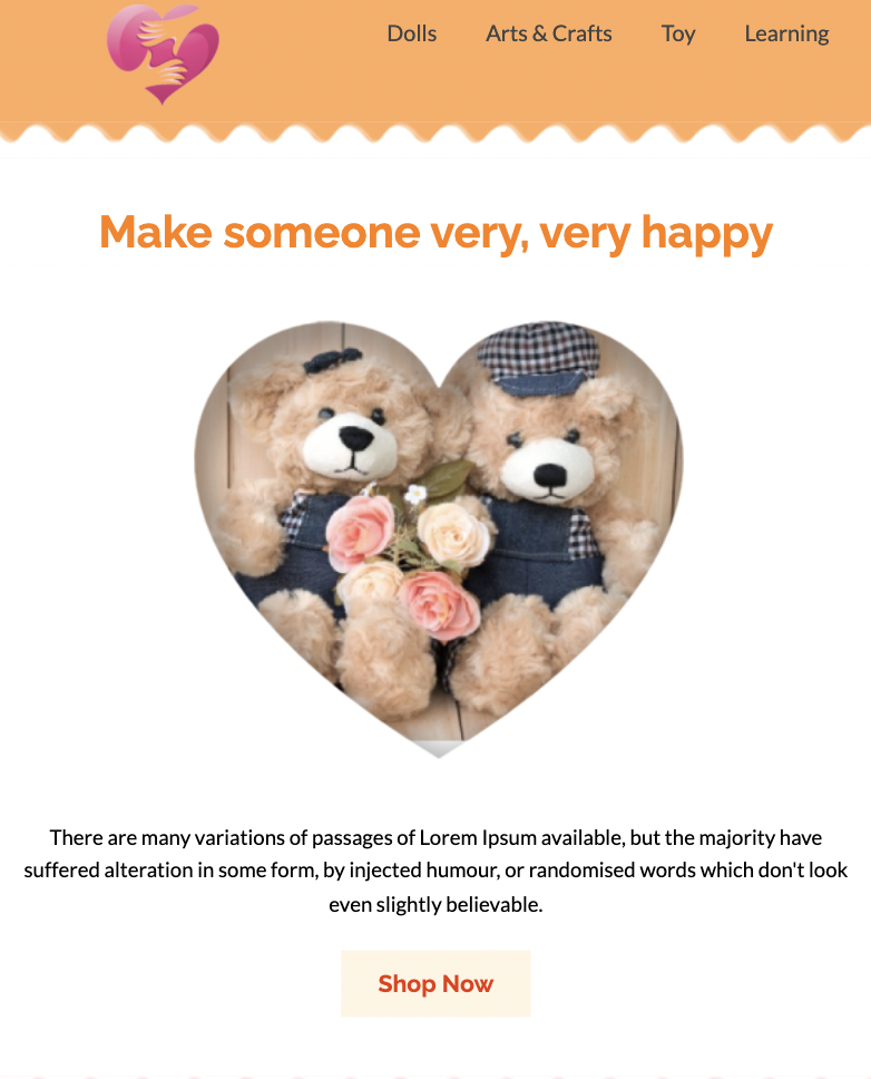 Valentine’s Day email template from Unlayer