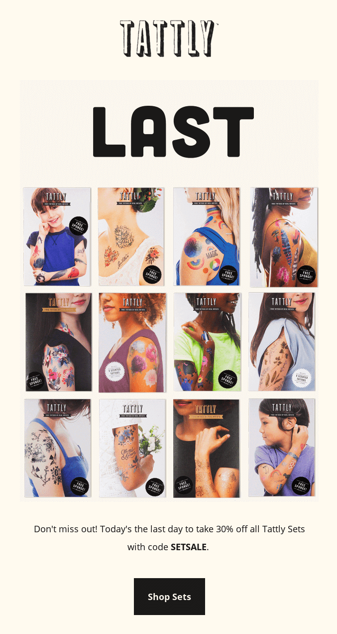 Last chance email from Tattly