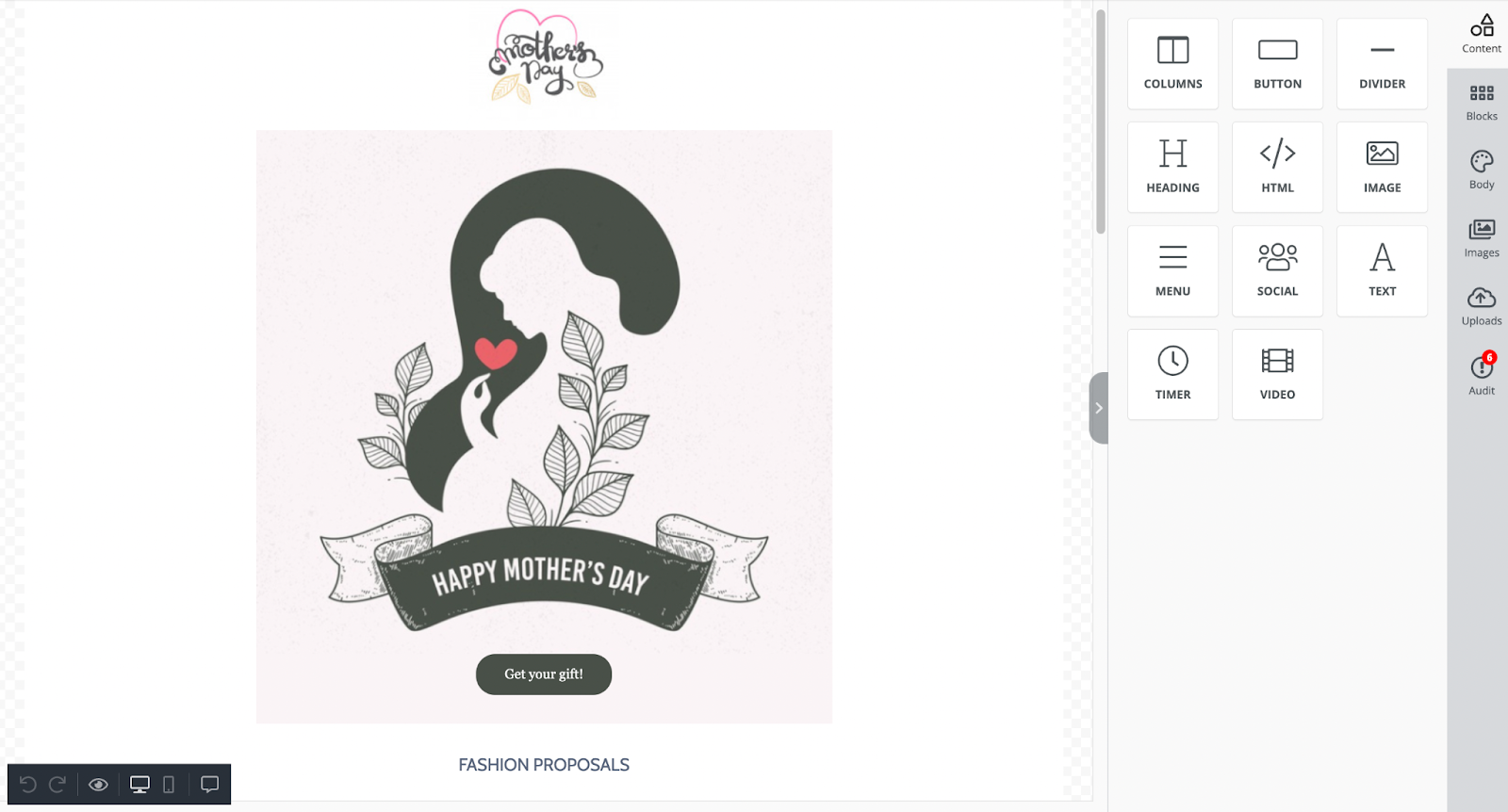 Designing Mother’s Day emails with Unlayer