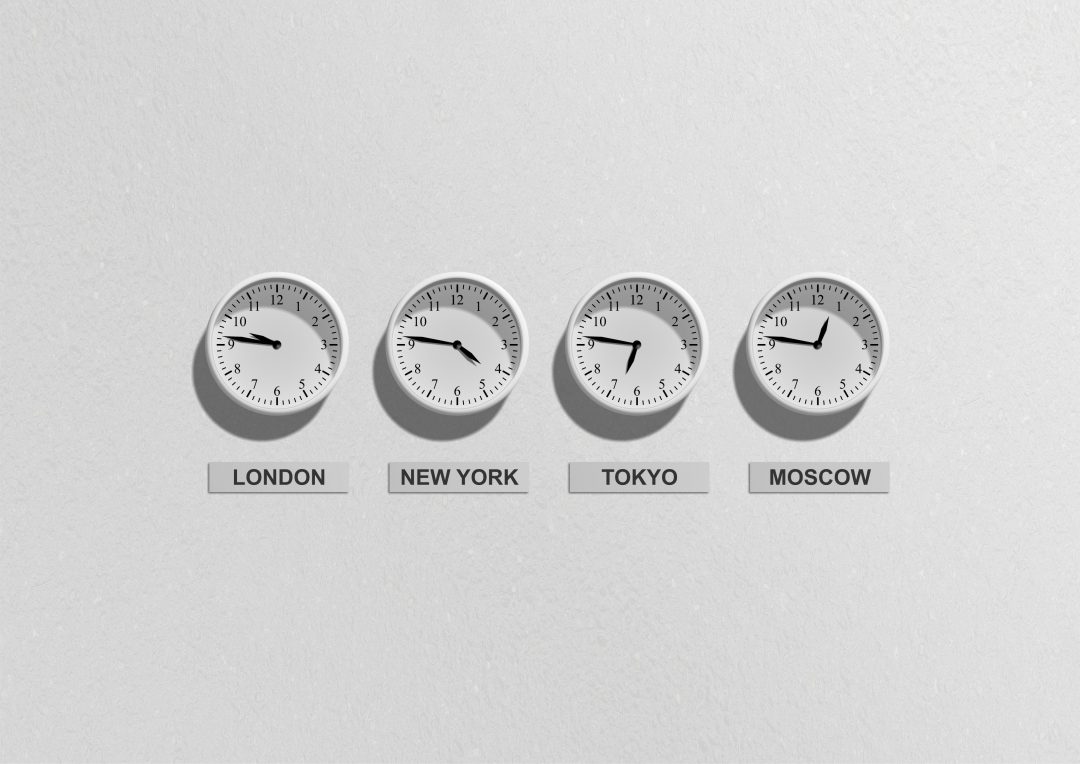 4 clocks with different times