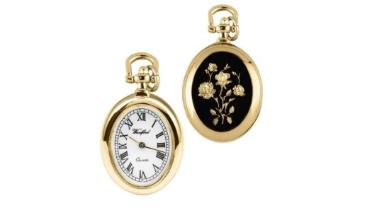 Classic gold watch with enamel flowers