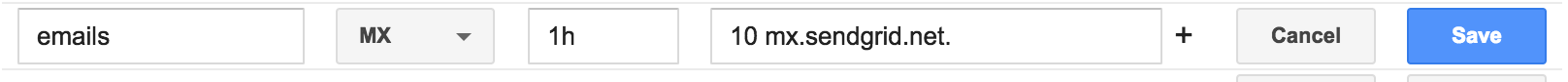 Faros MX record for SendGrids Inbound Parse