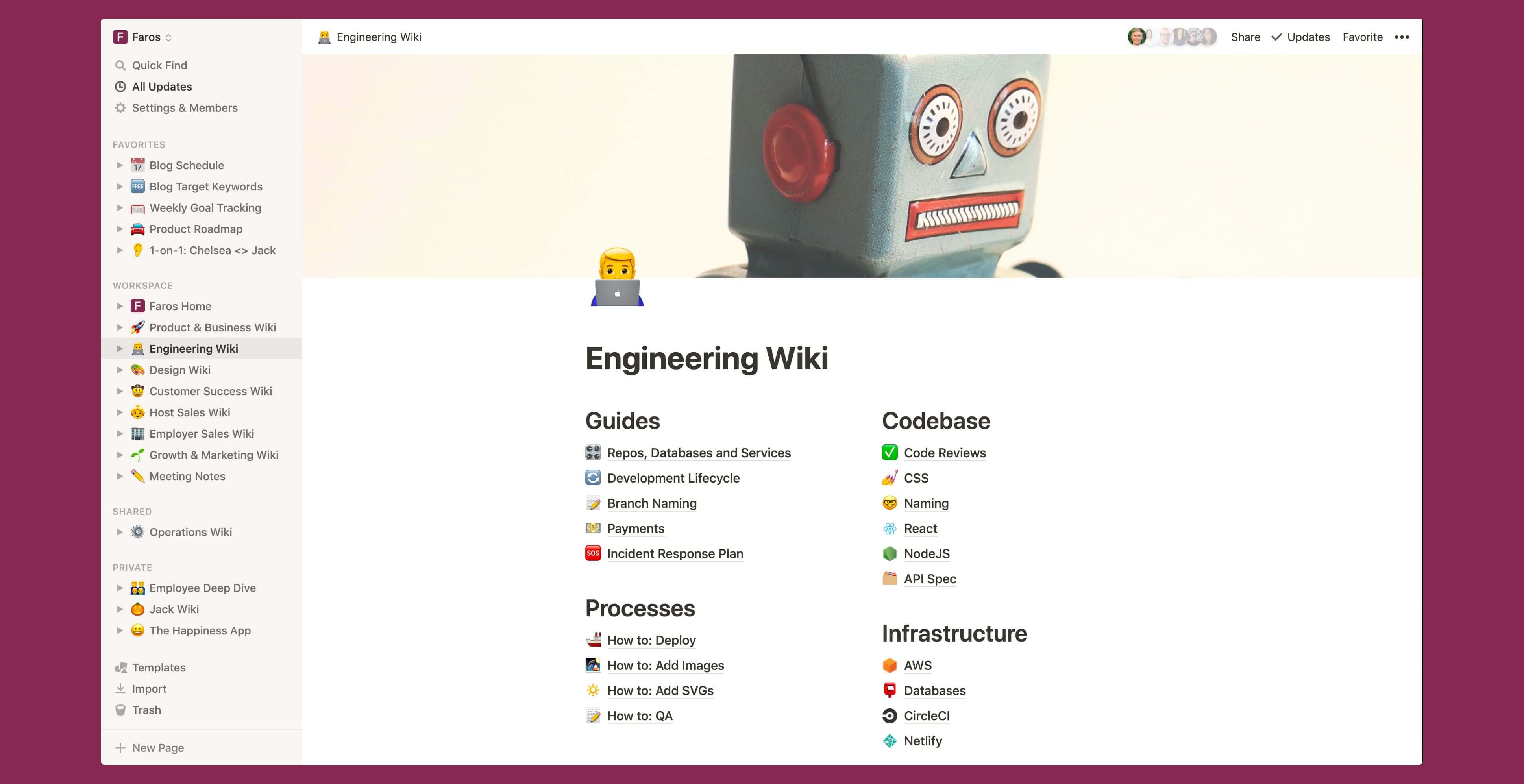 Faros Engineering wiki Notion template