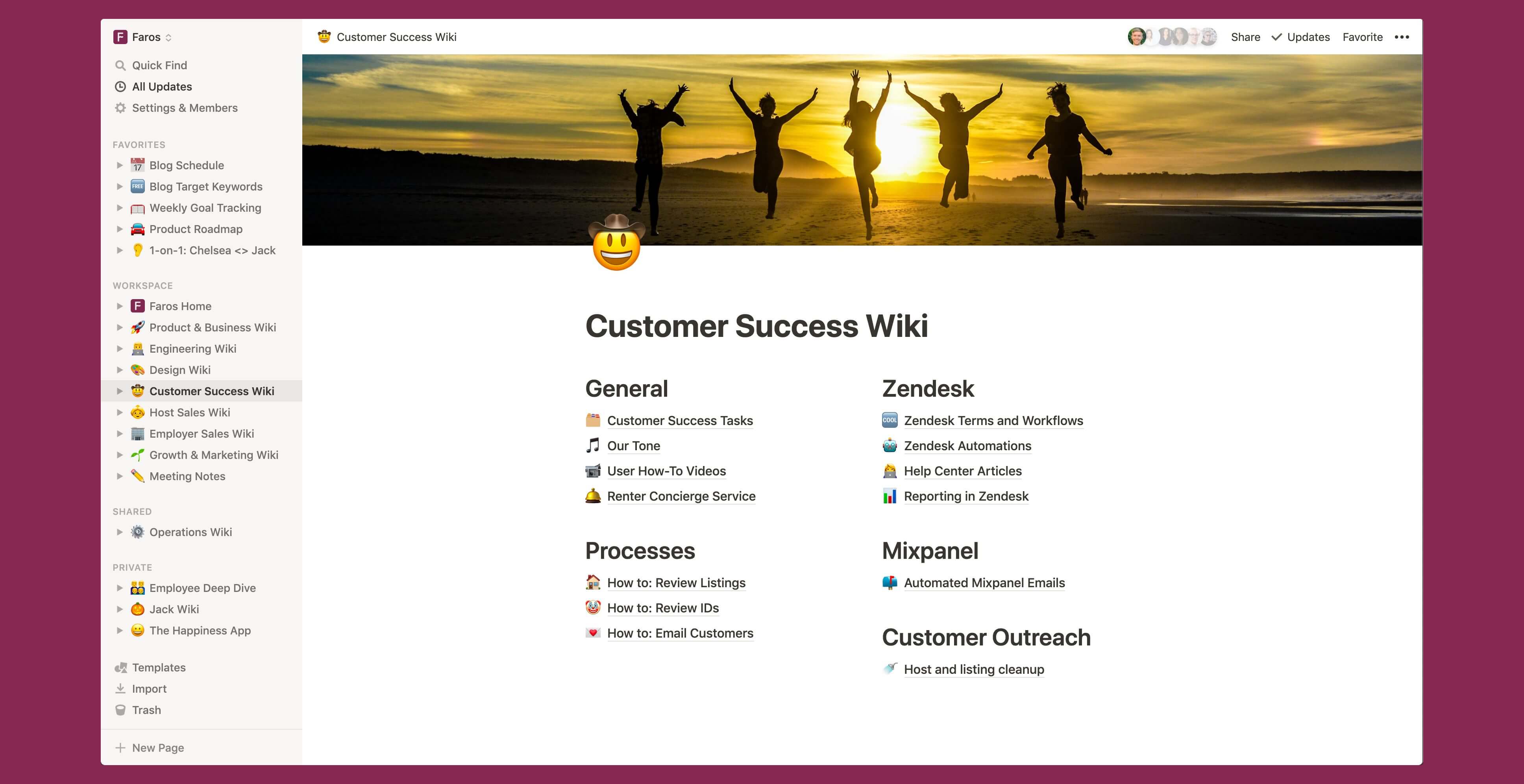Faros Customer success wiki Notion template
