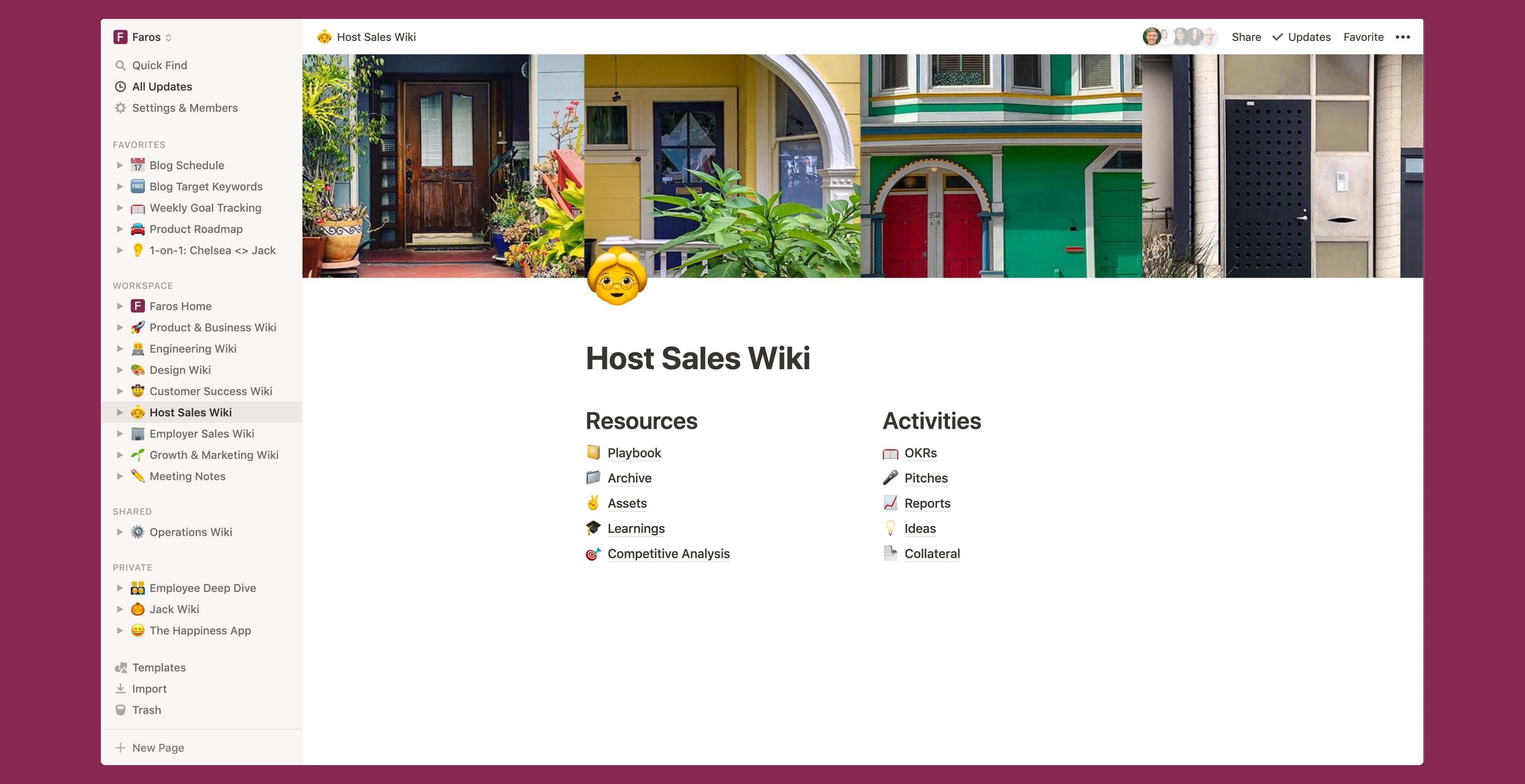 Faros sales wiki Notion template
