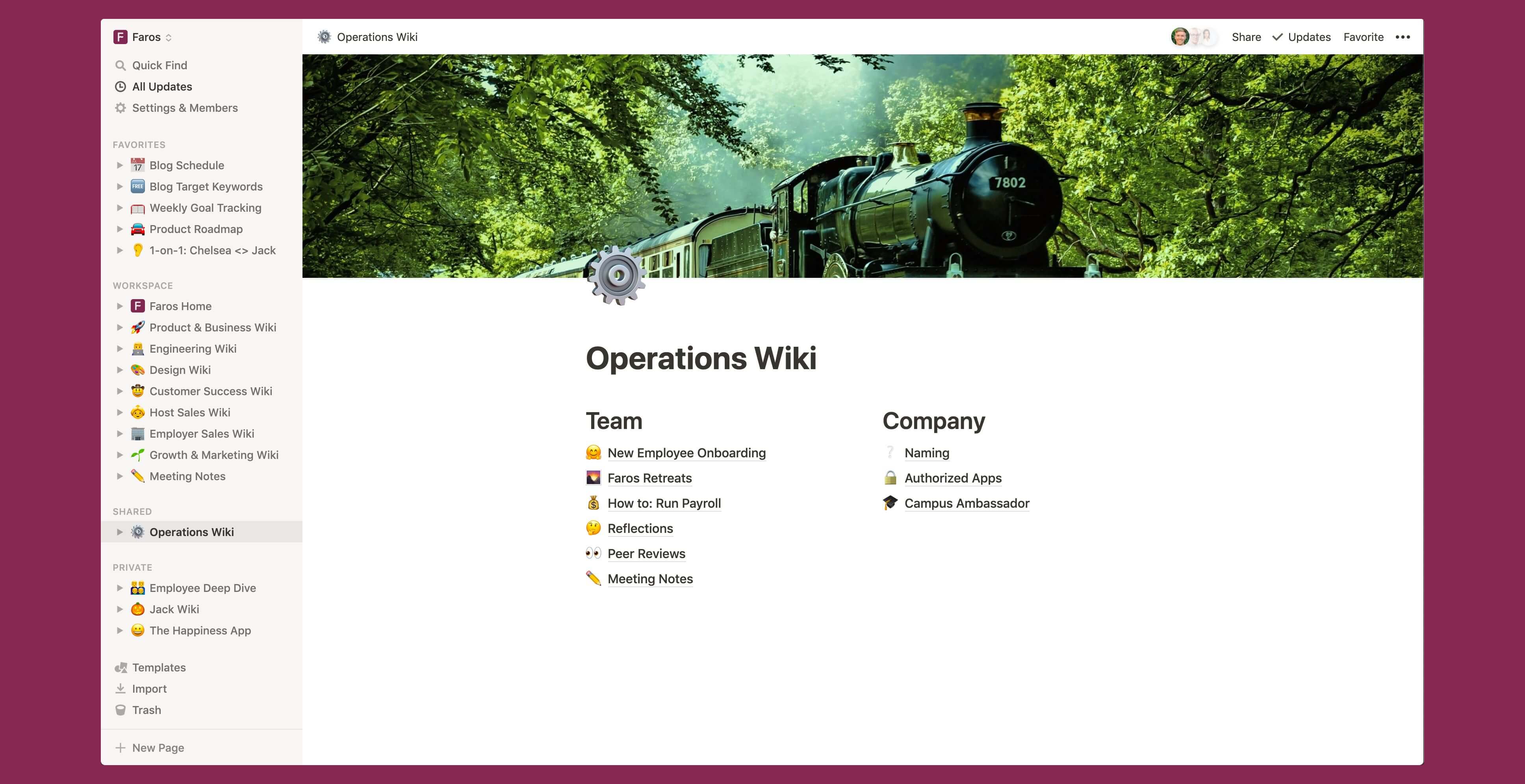 Faros operations wiki Notion template