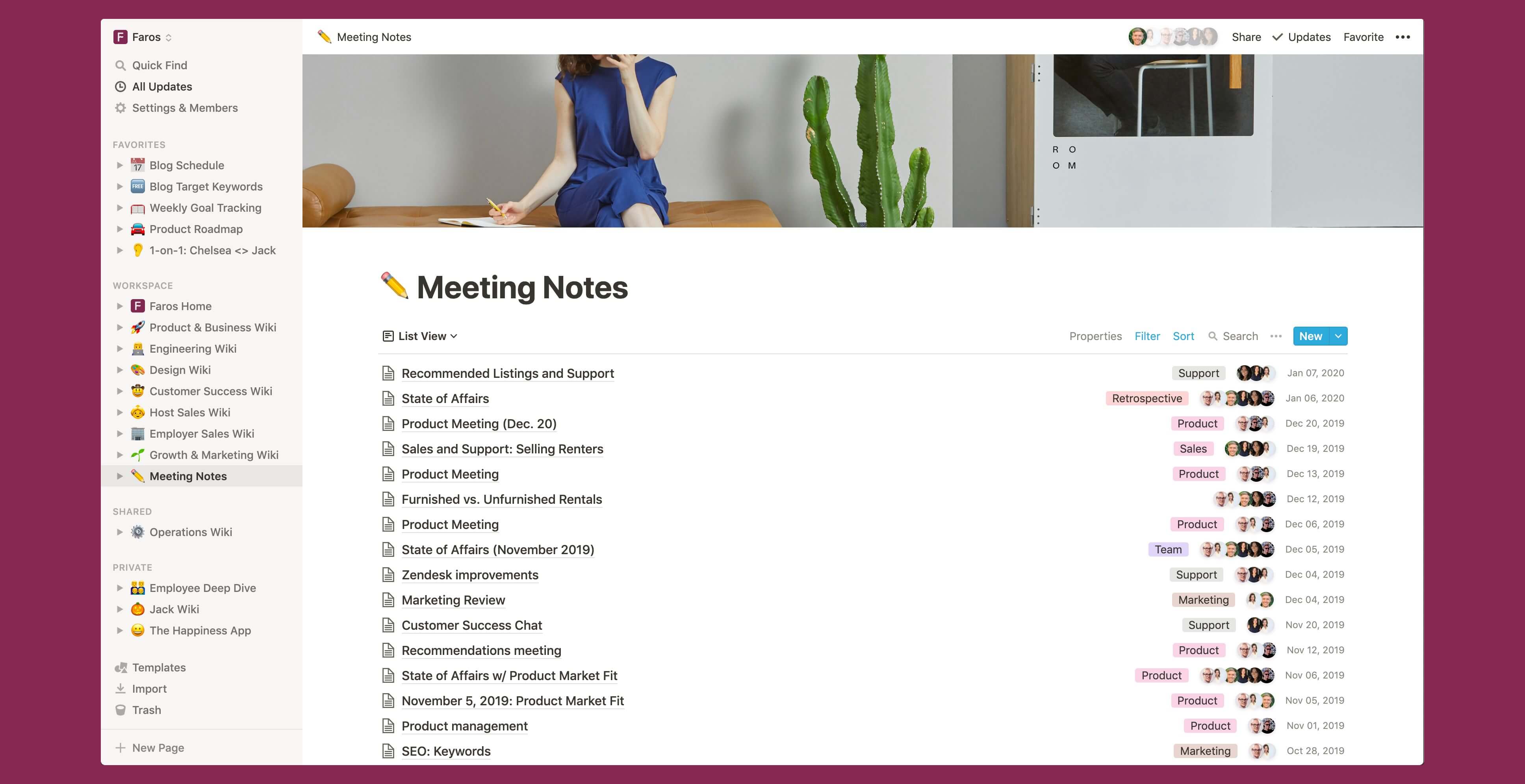 Faros meeting notes Notion template