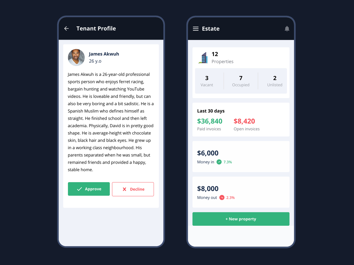 mobile app for Real Estate - Dashboard and Details
