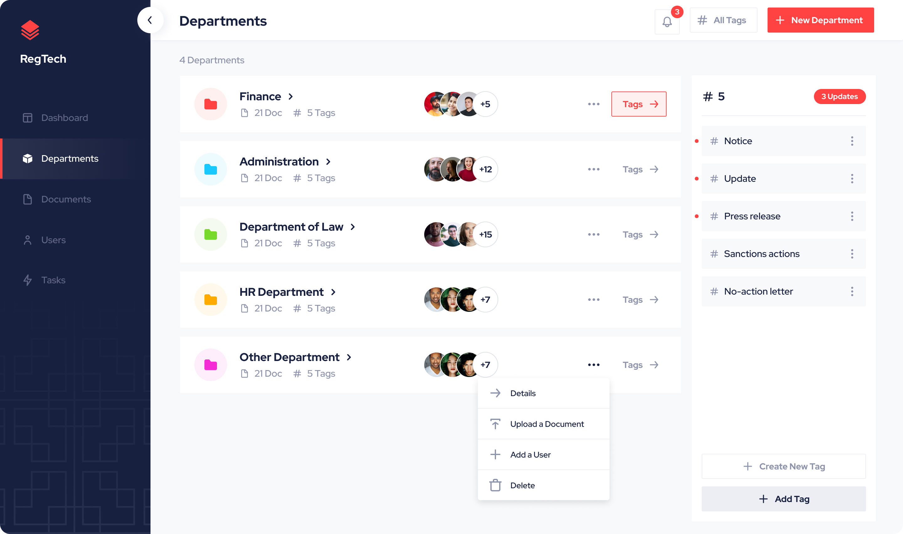 departments dashboard