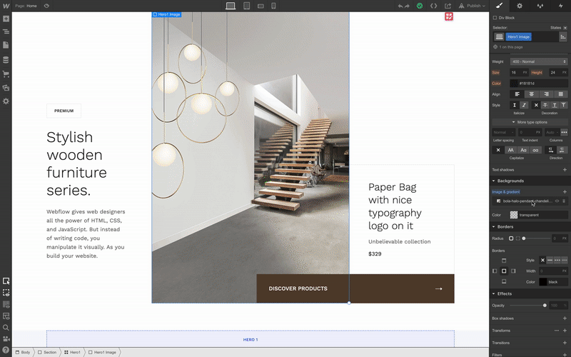 Webflow drag-n-drop interface