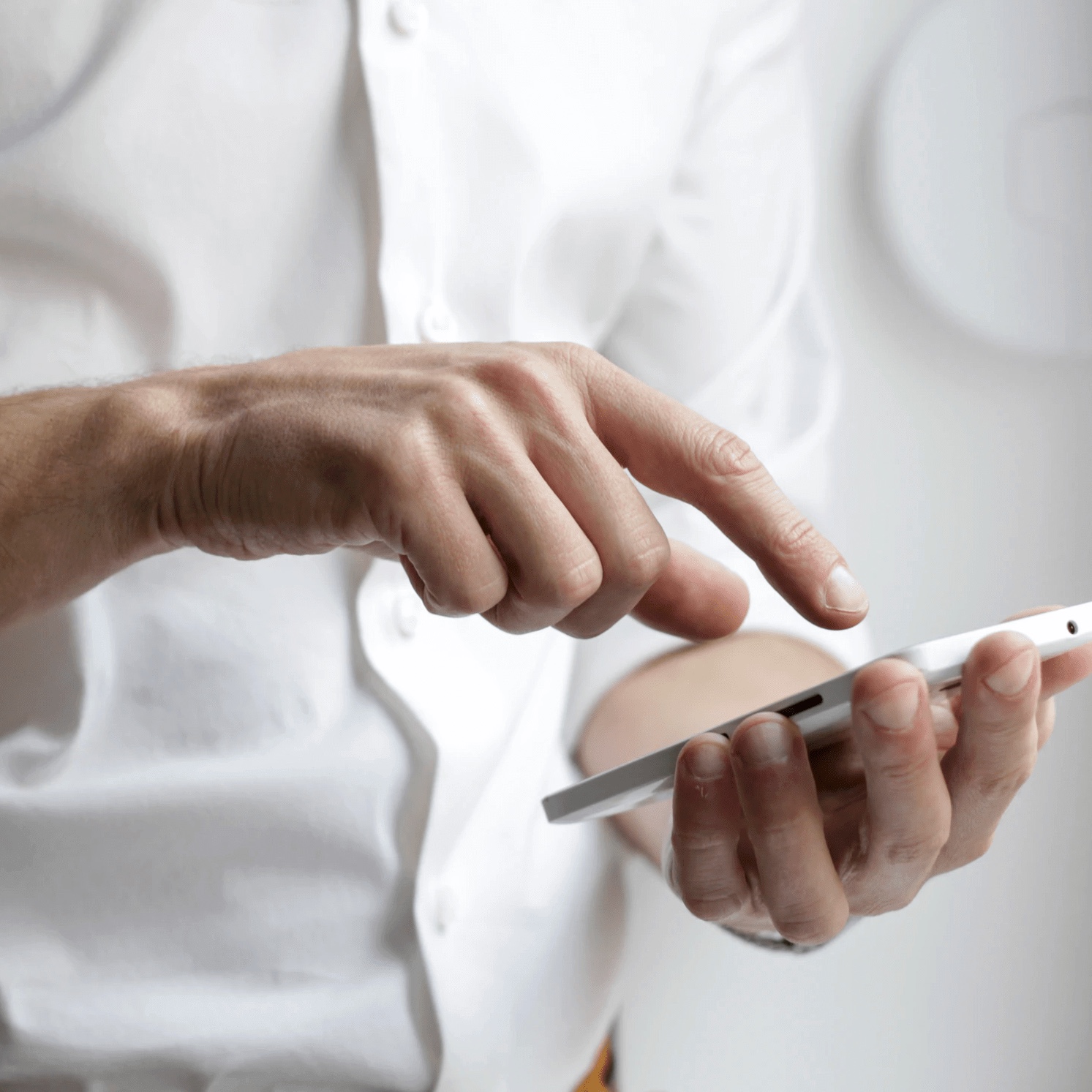 Person tapping phone