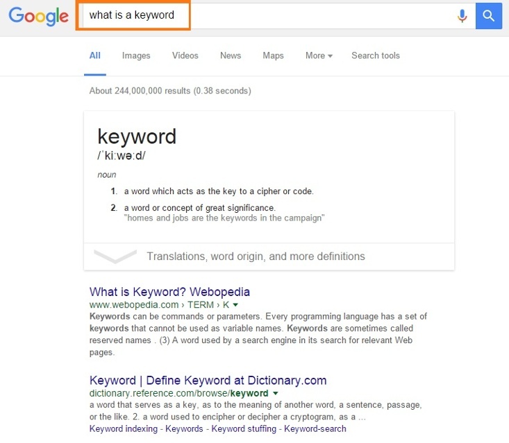 What is a keyword?