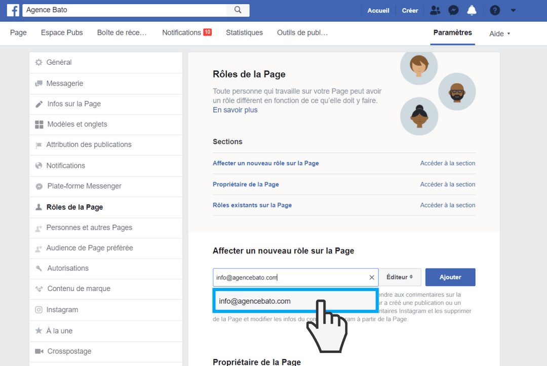 Comment partager sa page Facebook avec un autre utilisateur