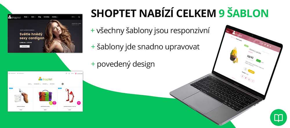 Infografika, která shrnuje kvalitu šablon od služby Shoptet. Chválí hlavně responzivitu a povedený design.