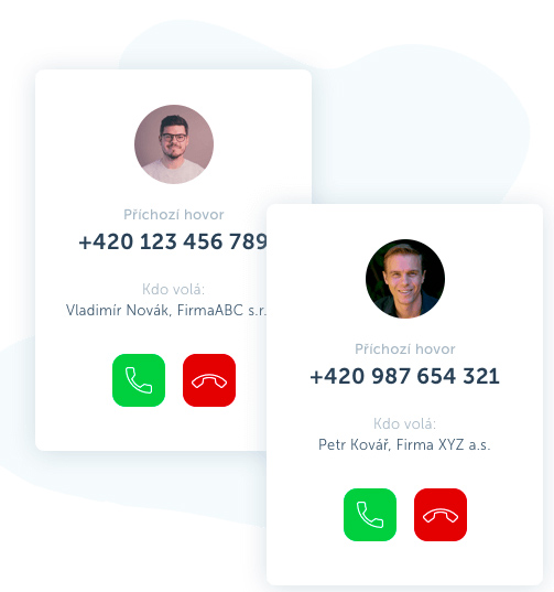Se SupportBoxem u příchozích hovorů vidíte, kdo vám volá. Na obrázku je telefonní číslo, jméno člověka i firma, ze které volá