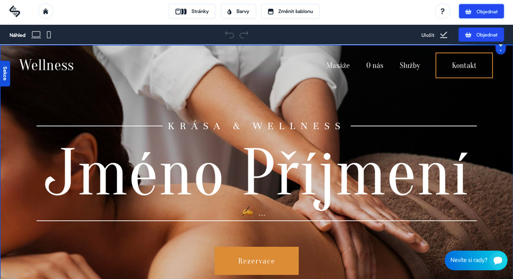 Dashboard nástroje Saywebpage, který je maximálně přehledný a jednoduchý. Úpravy probíhají na pár kliknutí.