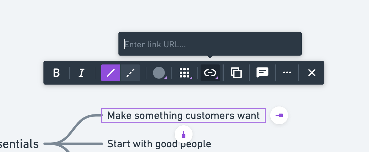Contextual toolbars let you control everything about branches and nodes