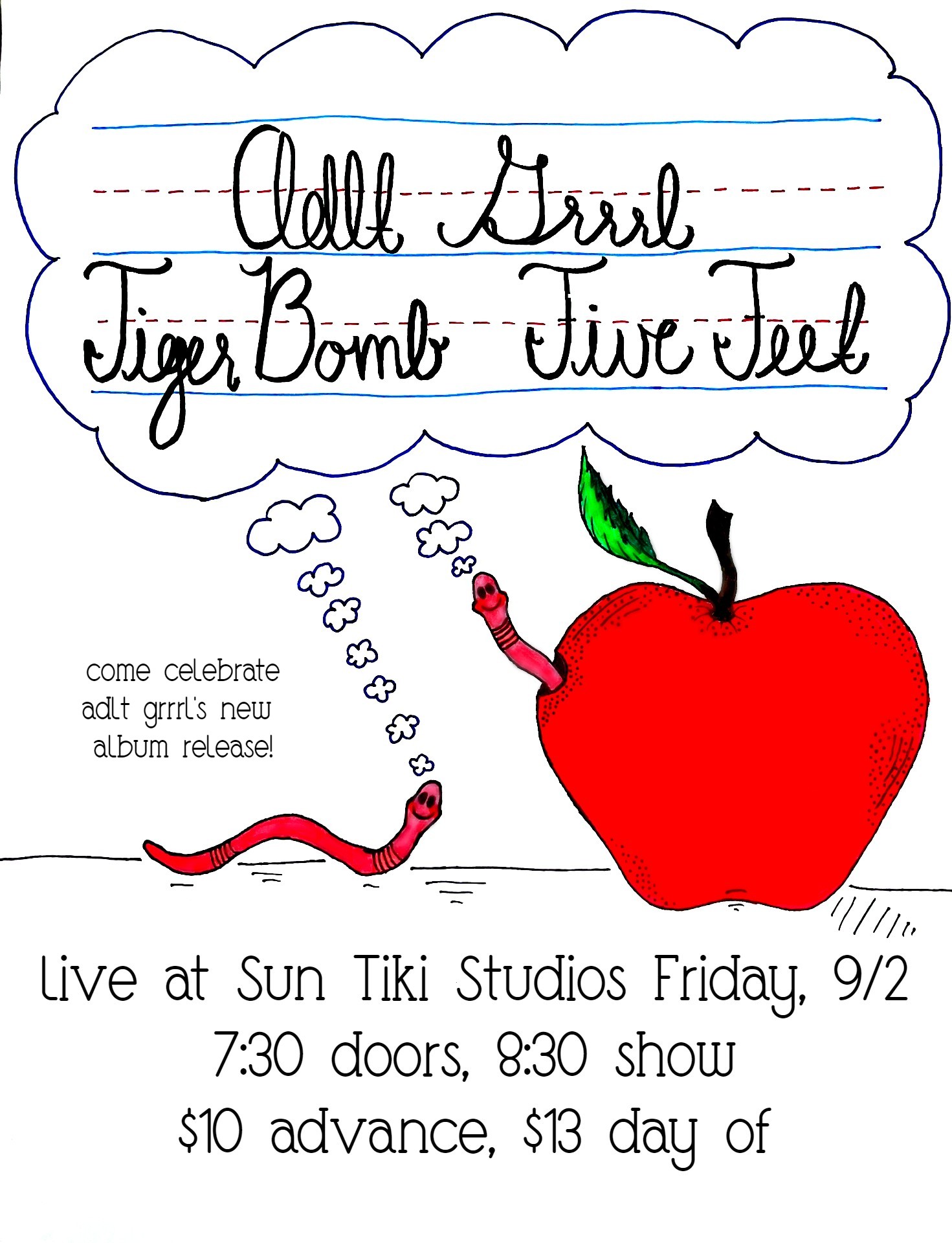 Adlt Grrrl Album Release Show with Tiger Bomb & Five Feet