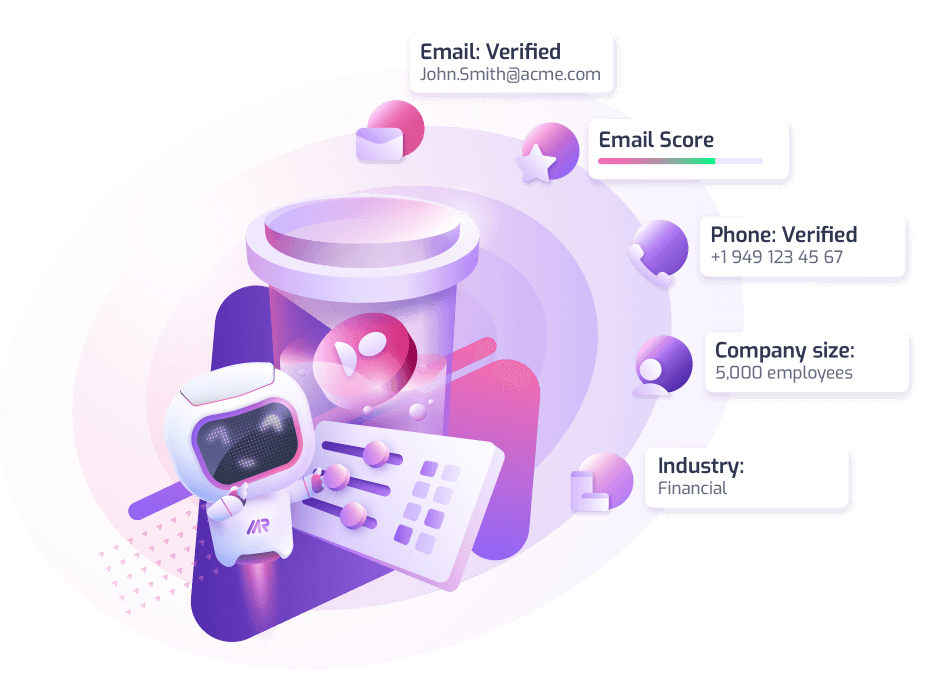 Marcom Robot Lead Enrichment Illustration