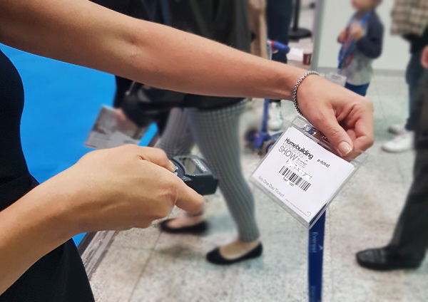 Traditional barcode scanner in use