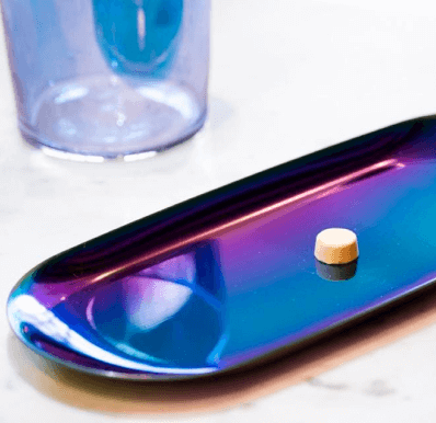 A ketamine pill on a metal tray