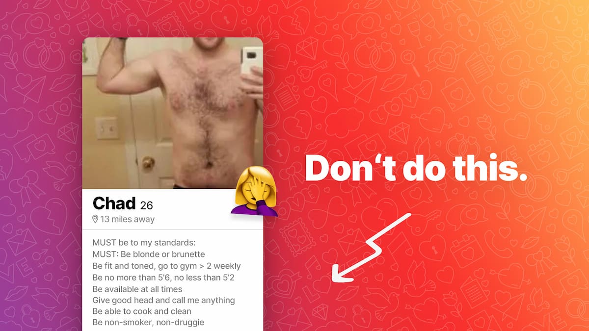 Tinder Chad Screenshot Bad Example Profile from Reddit