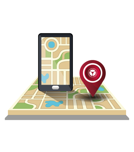 isometrico mapa e celular e posicionamiento