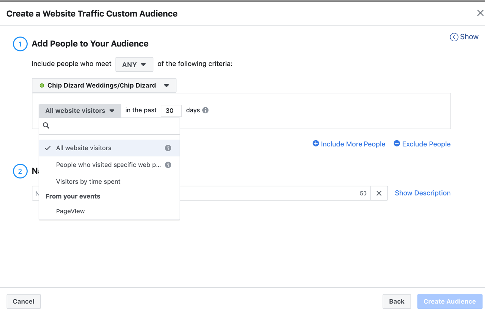 How photographers can create a Custom Audience in Facebook Business Manager.