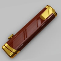 pocketable wooden coloured tool with gold trim